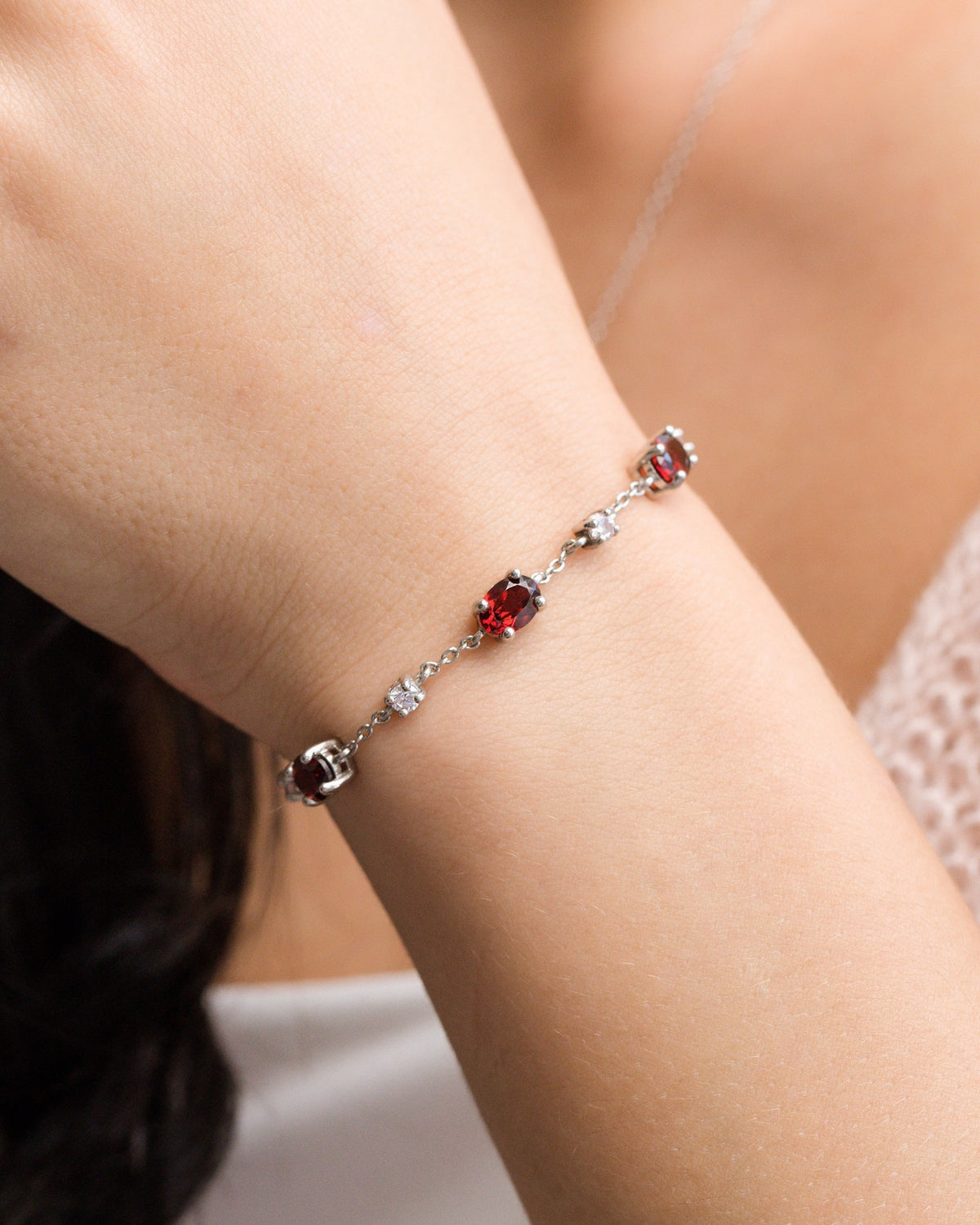 Garnet Bracelet in Sterling Silver