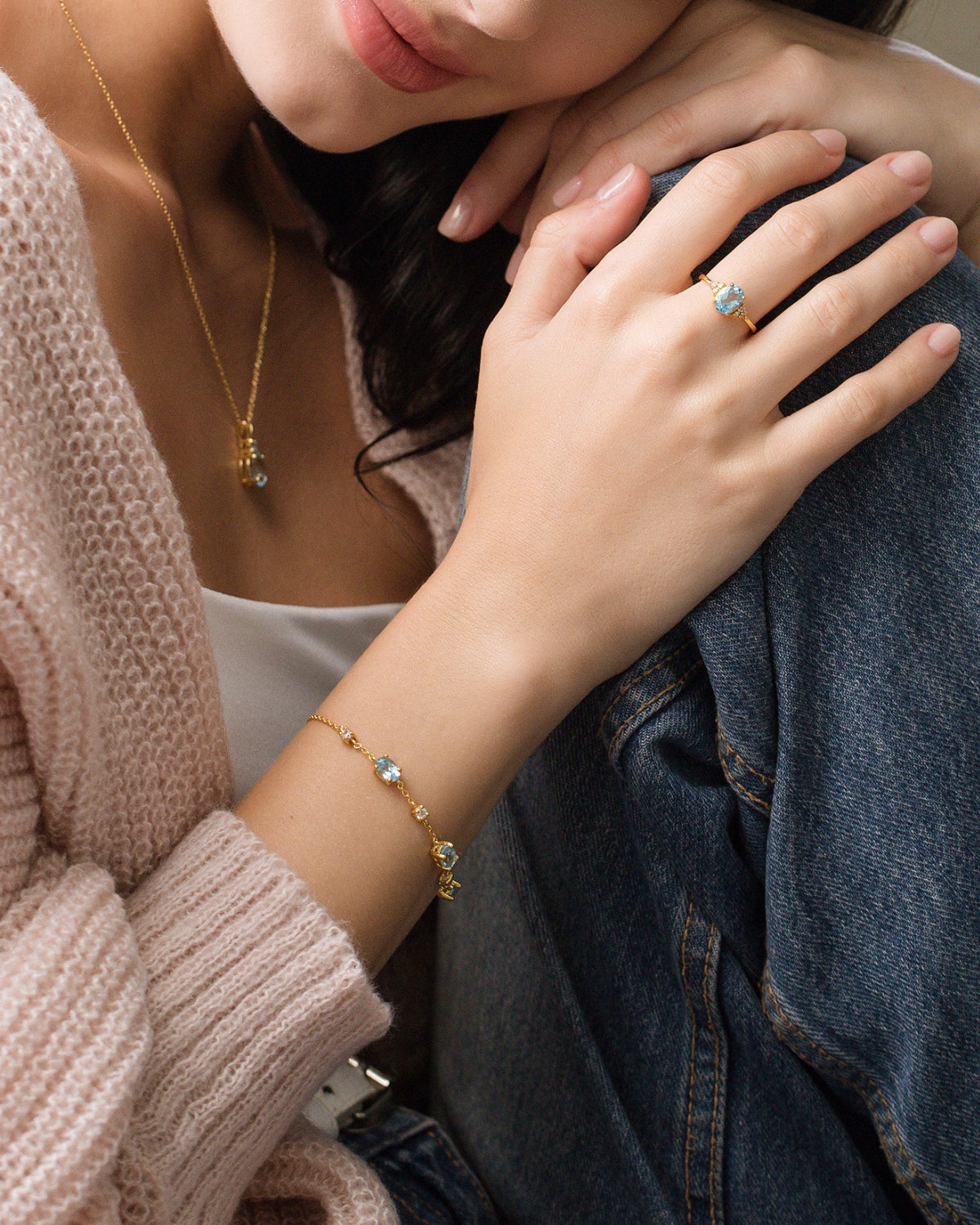 Mini Set 2 - Blue Topaz Jewellery Set in 18k Gold Vermeil