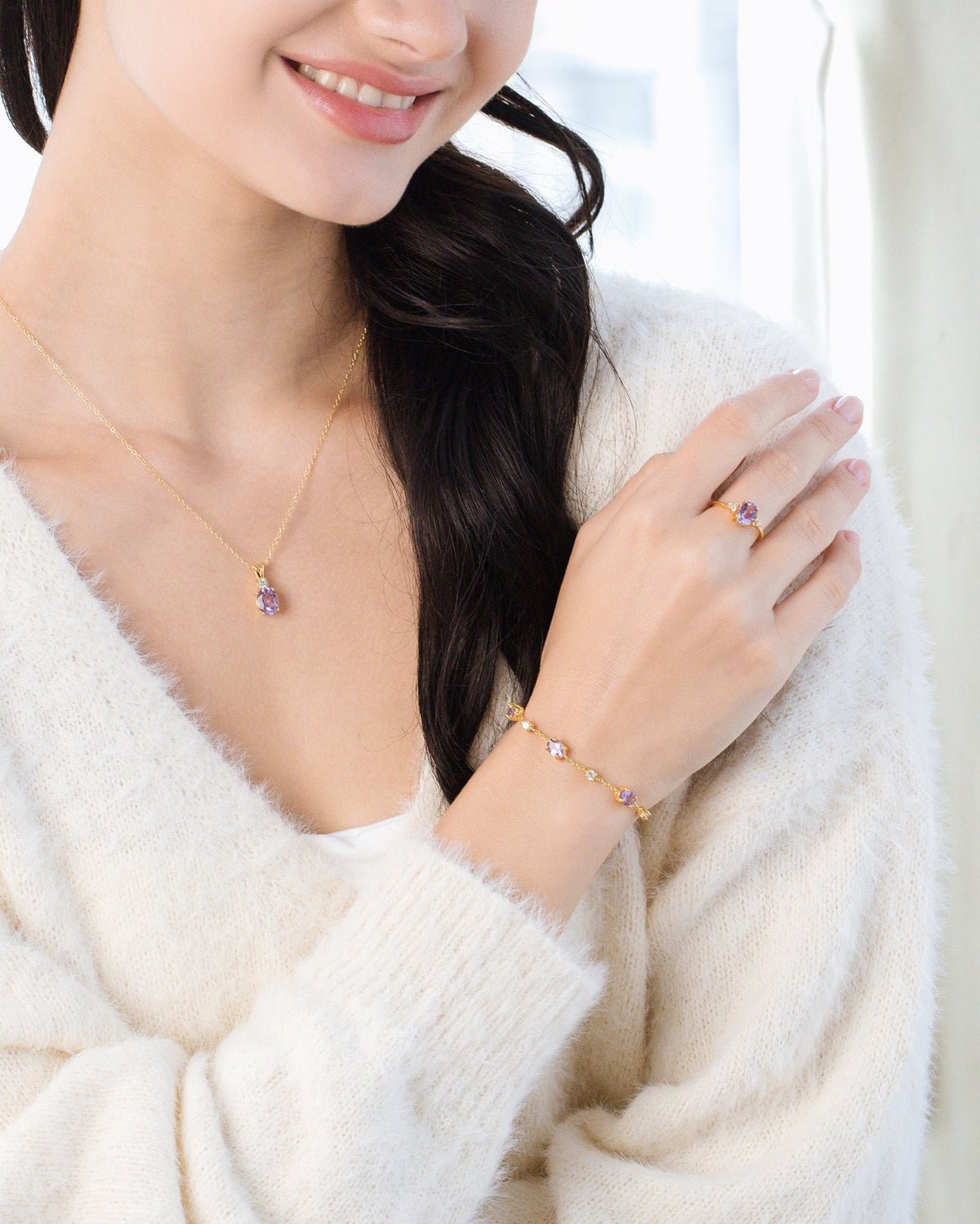 Essential Amethyst Jewellery Set in 18k Gold Vermeil