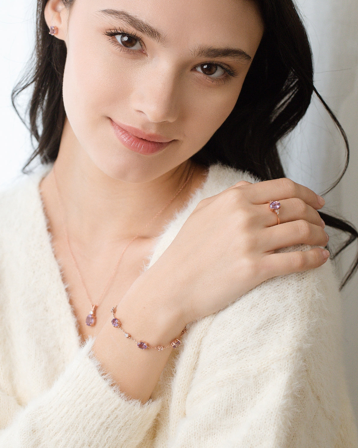 Lavender Amethyst Bracelet in 18k Rose Gold Vermeil