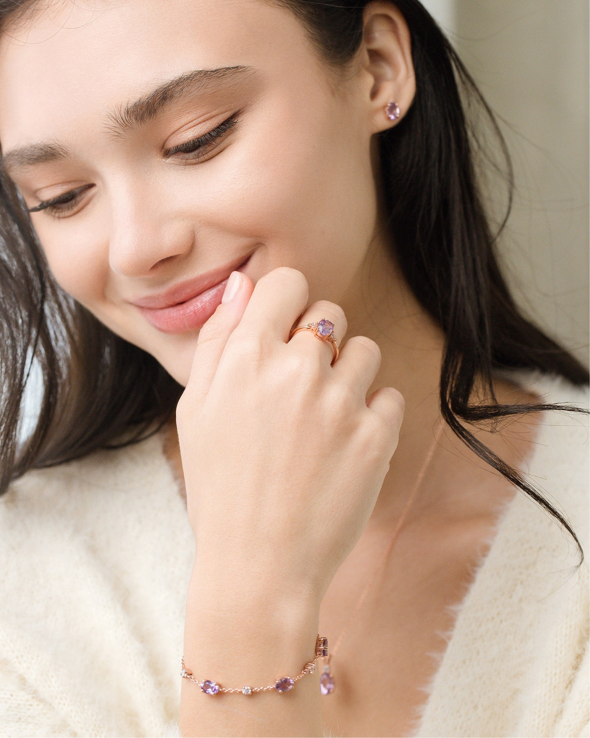 Essential Amethyst Jewellery Set in 18k Rose Gold Vermeil