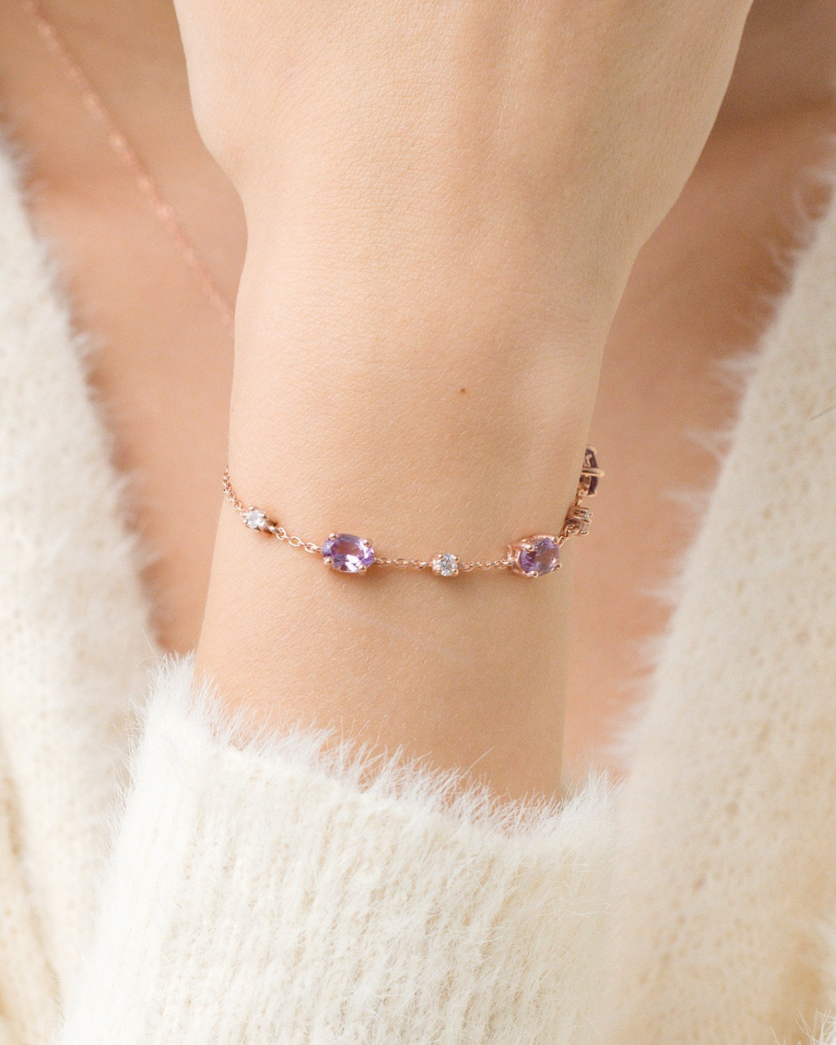 Lavender Amethyst Bracelet in 18k Rose Gold Vermeil