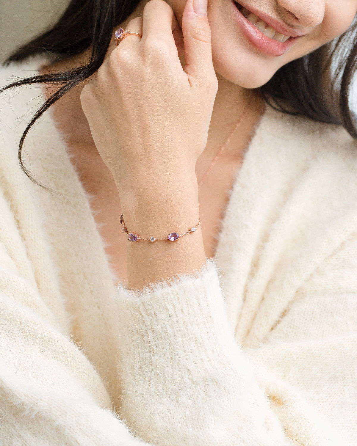 Lavender Amethyst Bracelet in 18k Rose Gold Vermeil