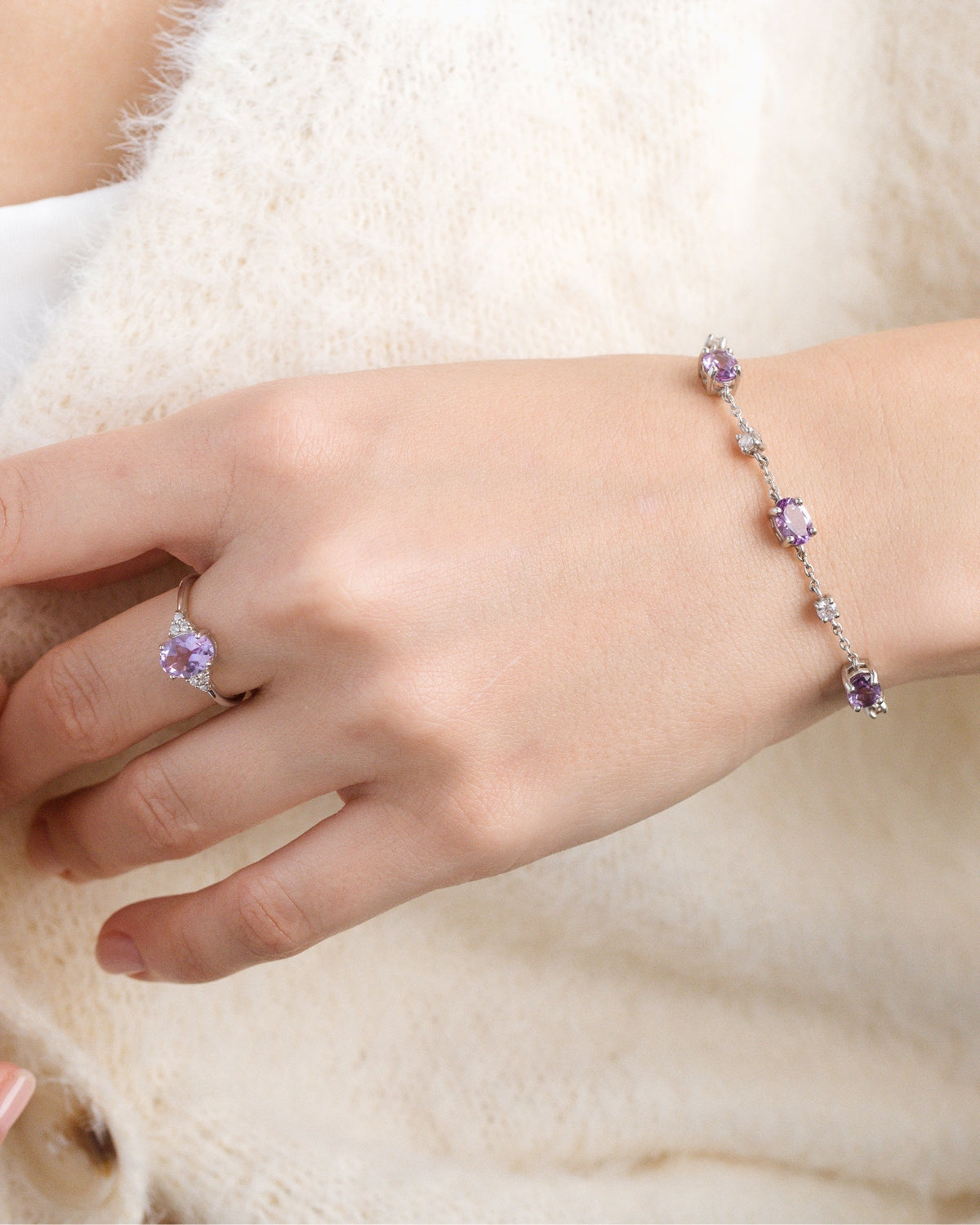 Lavender Amethyst Bracelet in Sterling Silver