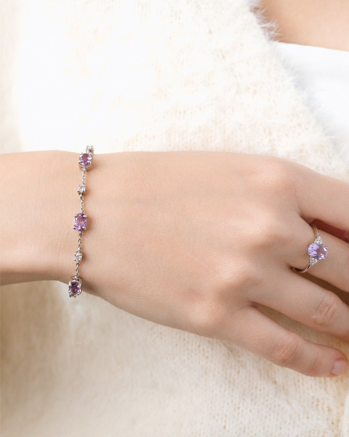 Lavender Amethyst Bracelet in Sterling Silver