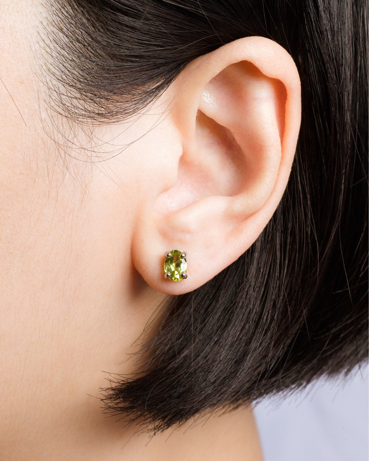 Peridot Oval Stud Earrings in Sterling Silver