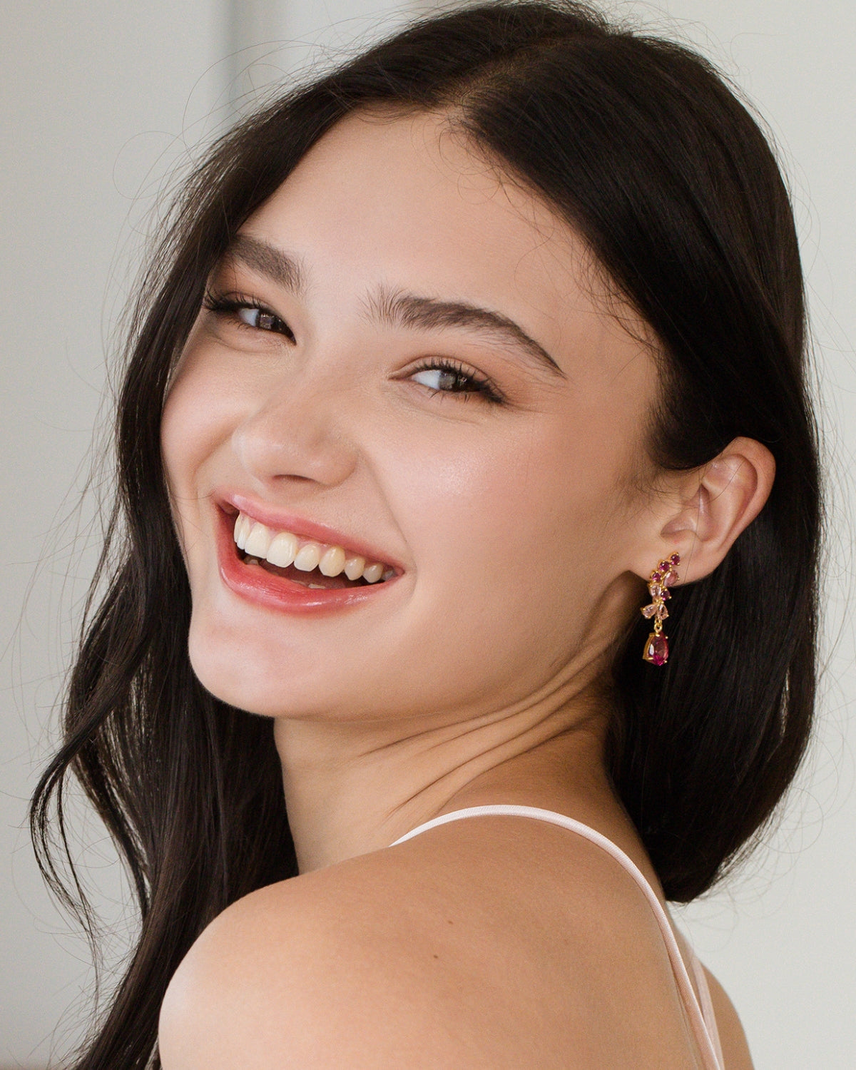 Pink Gemstone Drop Earrings in 18k Gold Vermeil