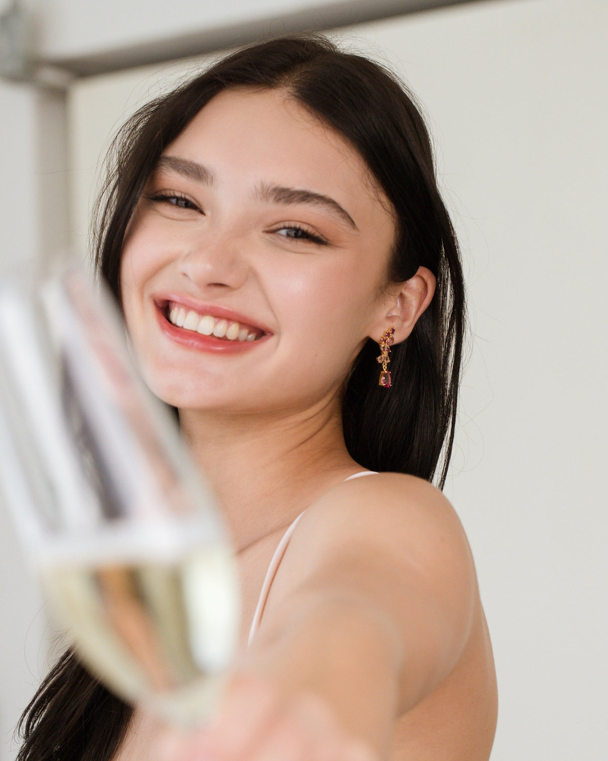 Pink Gemstone Drop Earrings in 18k Gold Vermeil