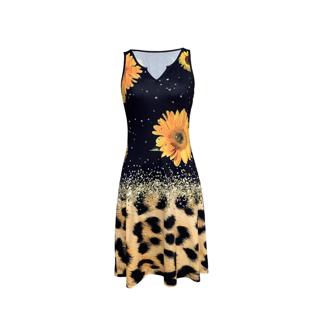 Printed Sleeveless Sling Midi Dress