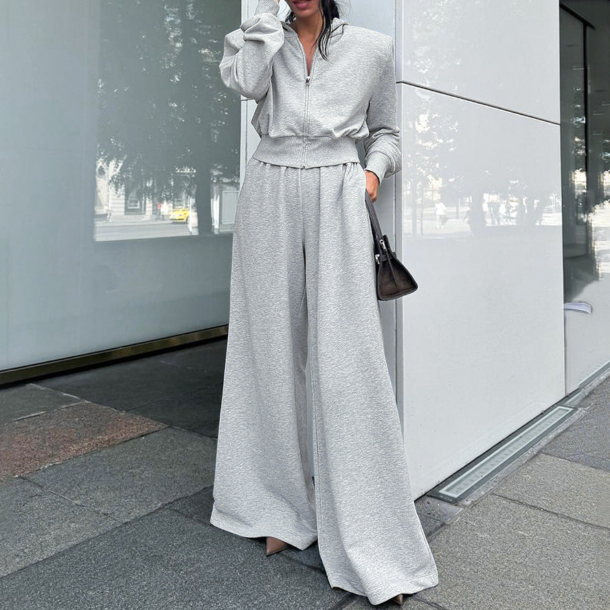 Hooded Wide-Leg Long Pants Outfit