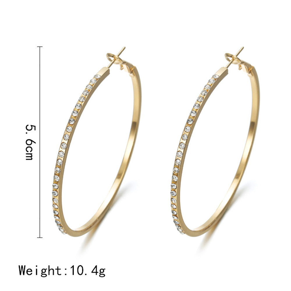 Women's Fashion Gold-Colour Hoop Earrings With Rhinestone