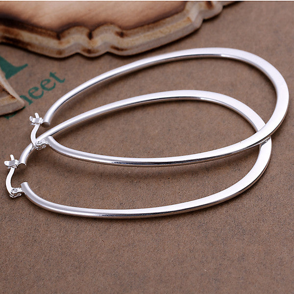 Silver-Plated Hoop Earrings - Female Big Ear Hoop - 925