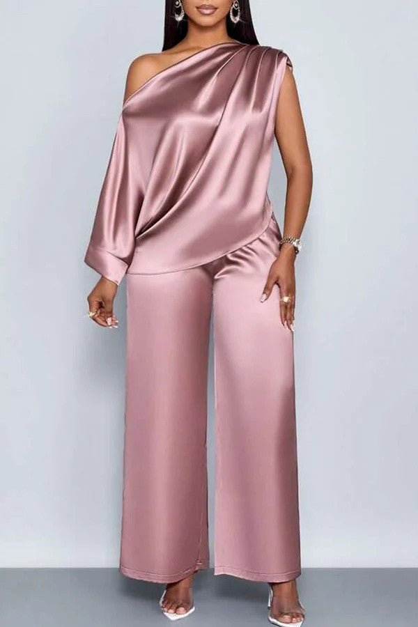 Satin Off-Shoulder Outfit