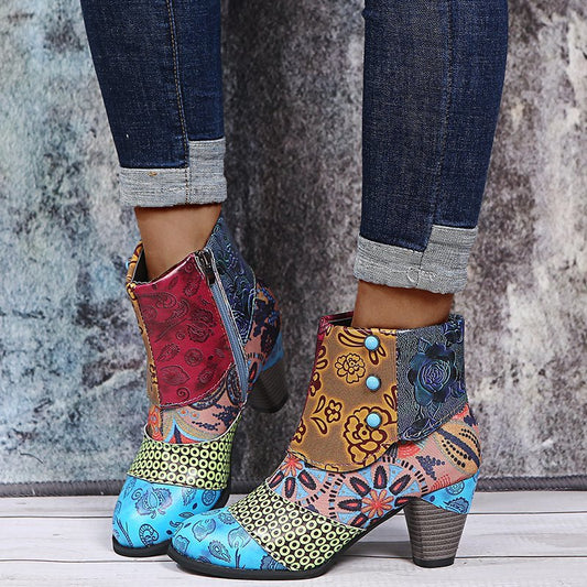 Chunky Print Ankle Boots