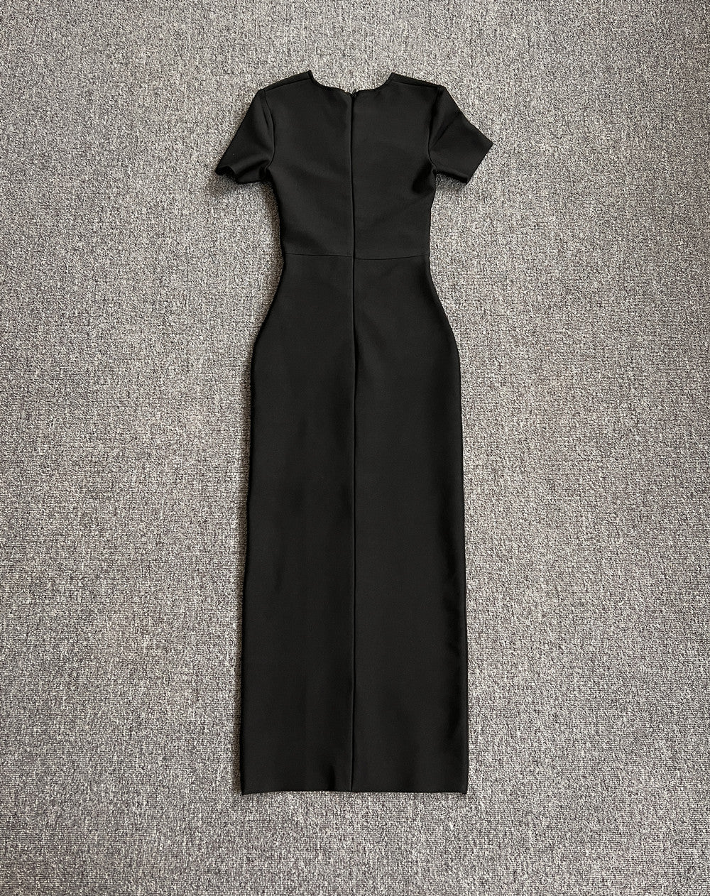 High-Grade Metal Accessories Elegant Long Slim-Fit Short-Sleeve Bandage One-Piece Dress