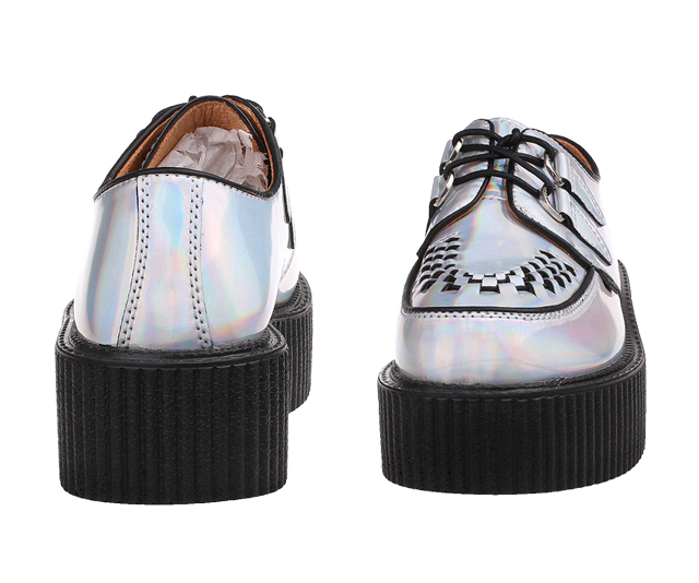 Silver Laser-Illusion Sponge-Cake-Bottom Platform Shoes