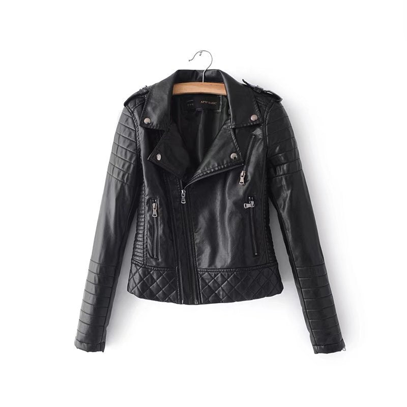 Small Imitation Leather Zipper Jacket For Women