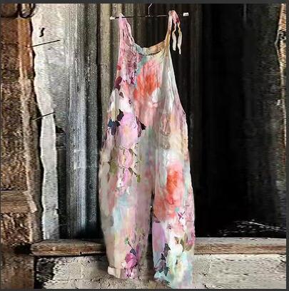 Sweet Little Print Retro Wide-leg Women's Jumpsuit