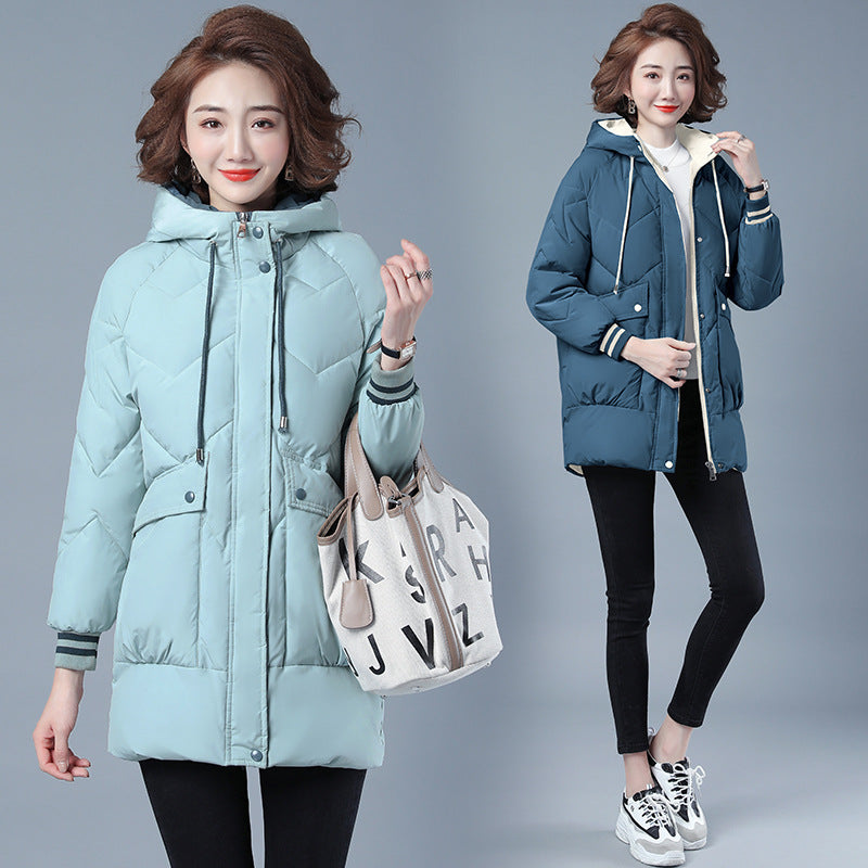 Warm Midi Loose Thickened Cotton Puffer Jacket For Women