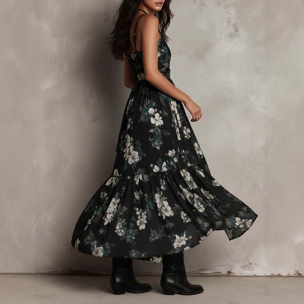 Fitted-Waist Asymmetrical Vacation Dress
