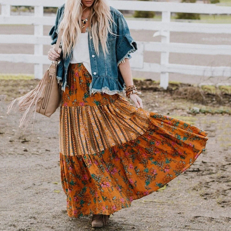 Printed pleated skirt