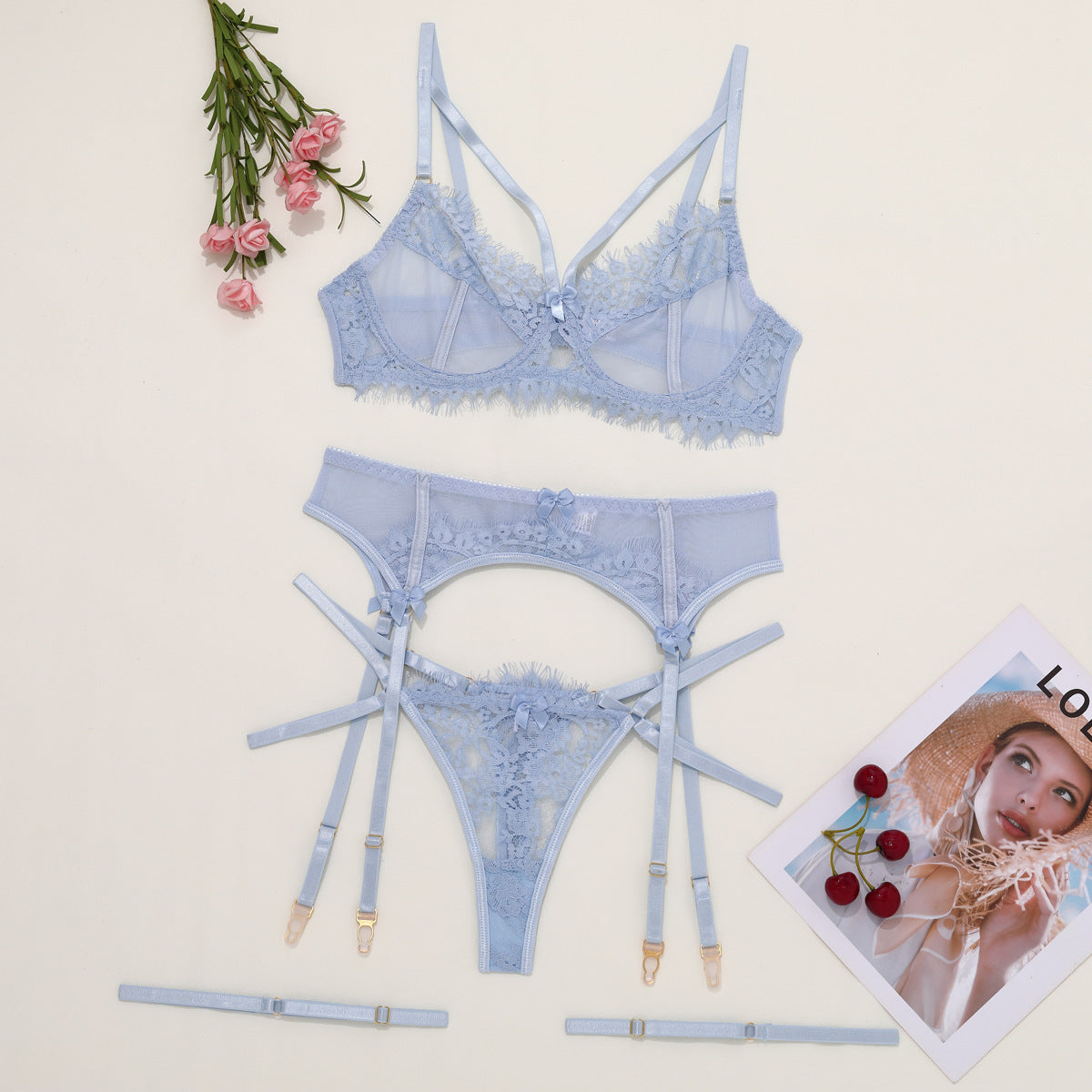 Women's Bra Set Garter Lace