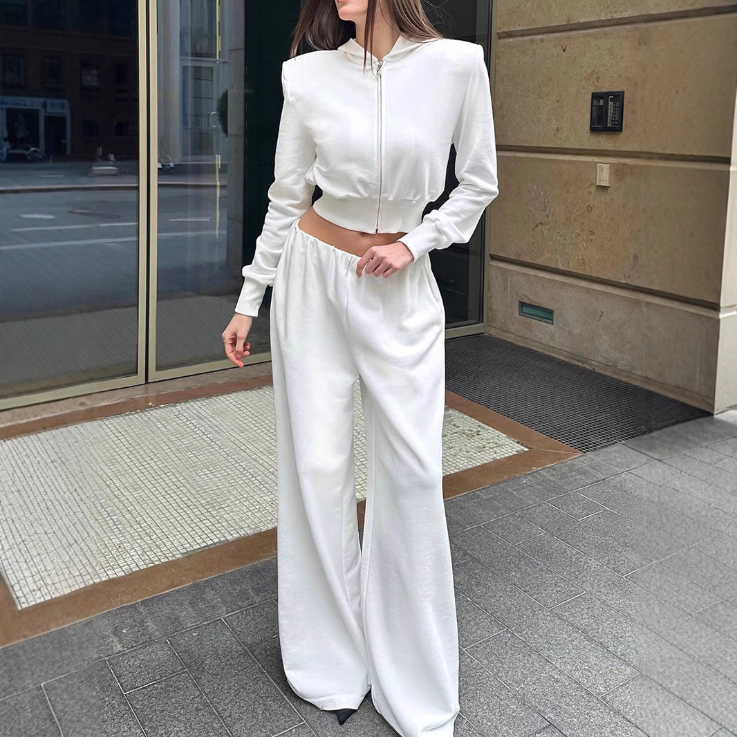 Hooded Wide-Leg Long Pants Outfit