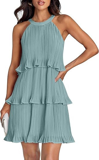 Pullover Tiered Ruffled Hem Sleeveless Dress