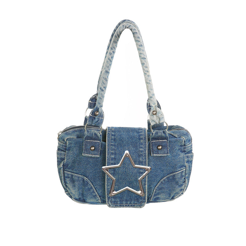 Stylish Good Texture Retro Denim Handbag For Women - American Style