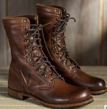 Retro Lace-Up Motorcycle Boots