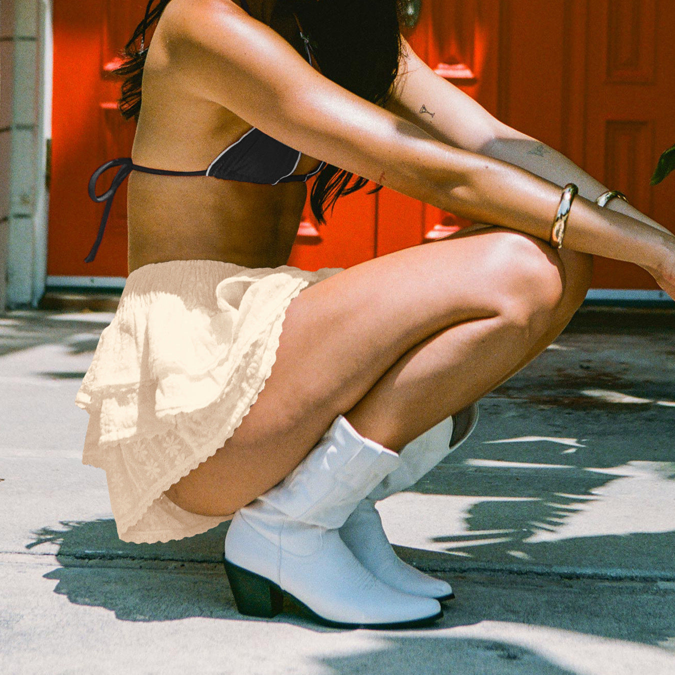 Bow Decorative Lace Bud Skirt