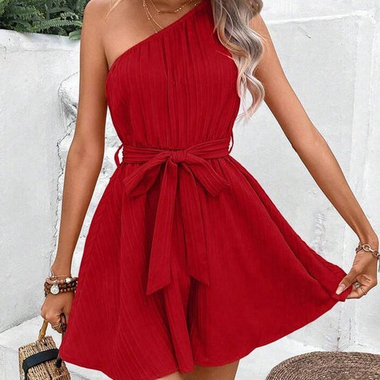 Off-Shoulder Lace-Up Sleeveless Jumpsuit