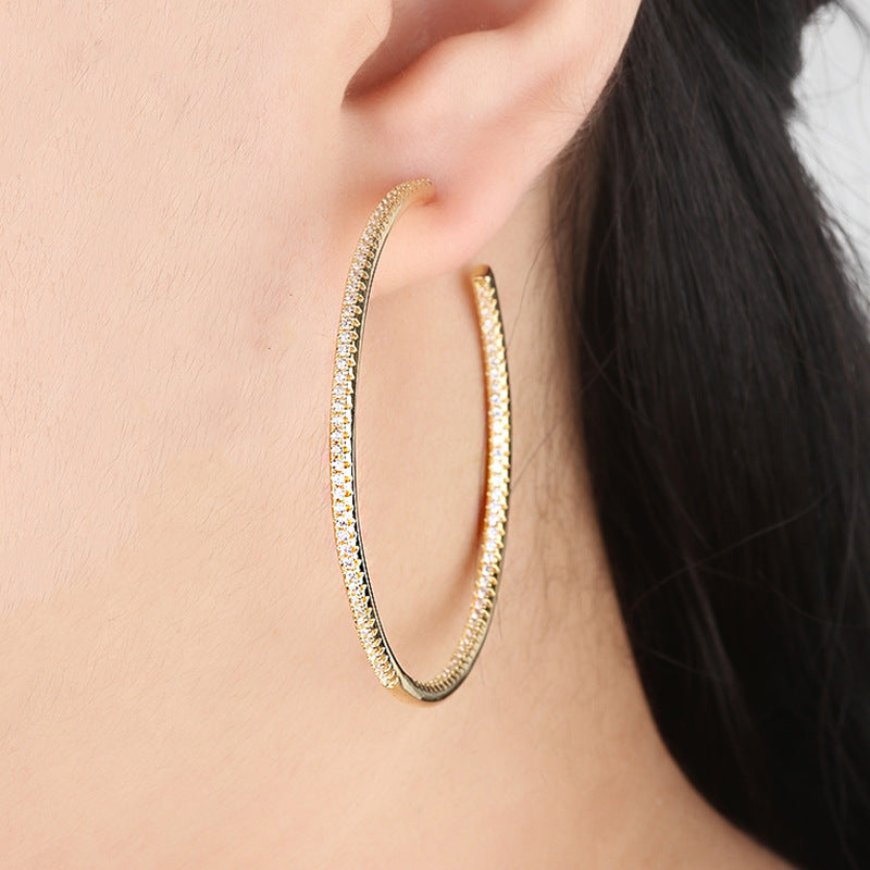 Sparkling Zircon Hoop Earrings