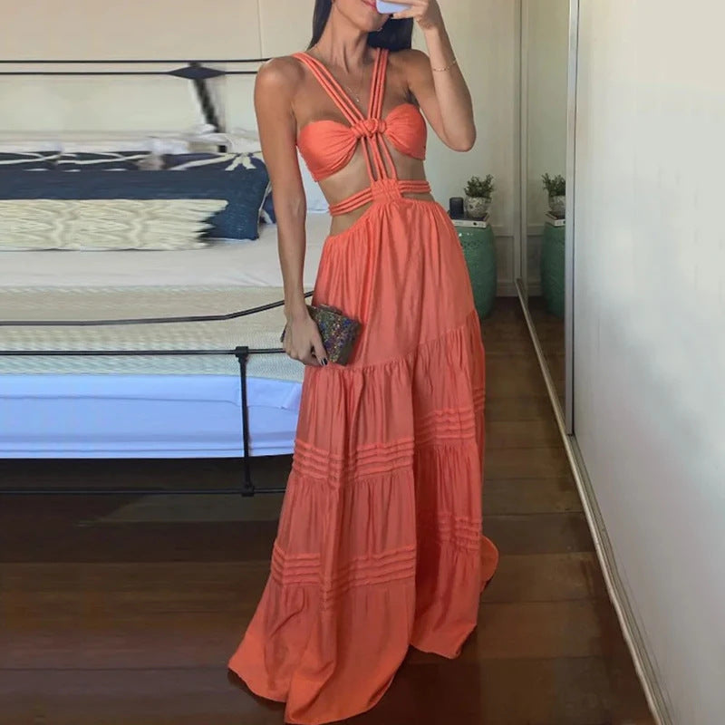 Tube-Top Solid-Colour Long Dress