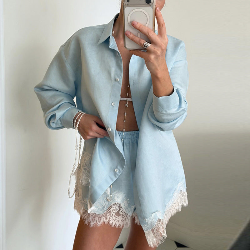 Breathable Lace-Panelled Shorts Outfit