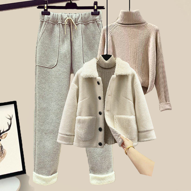Lamb Wool Fur Three-Piece Outfit