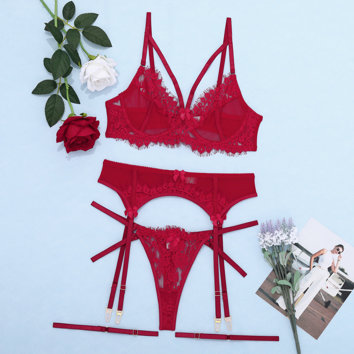 Women's Bra Set Garter Lace