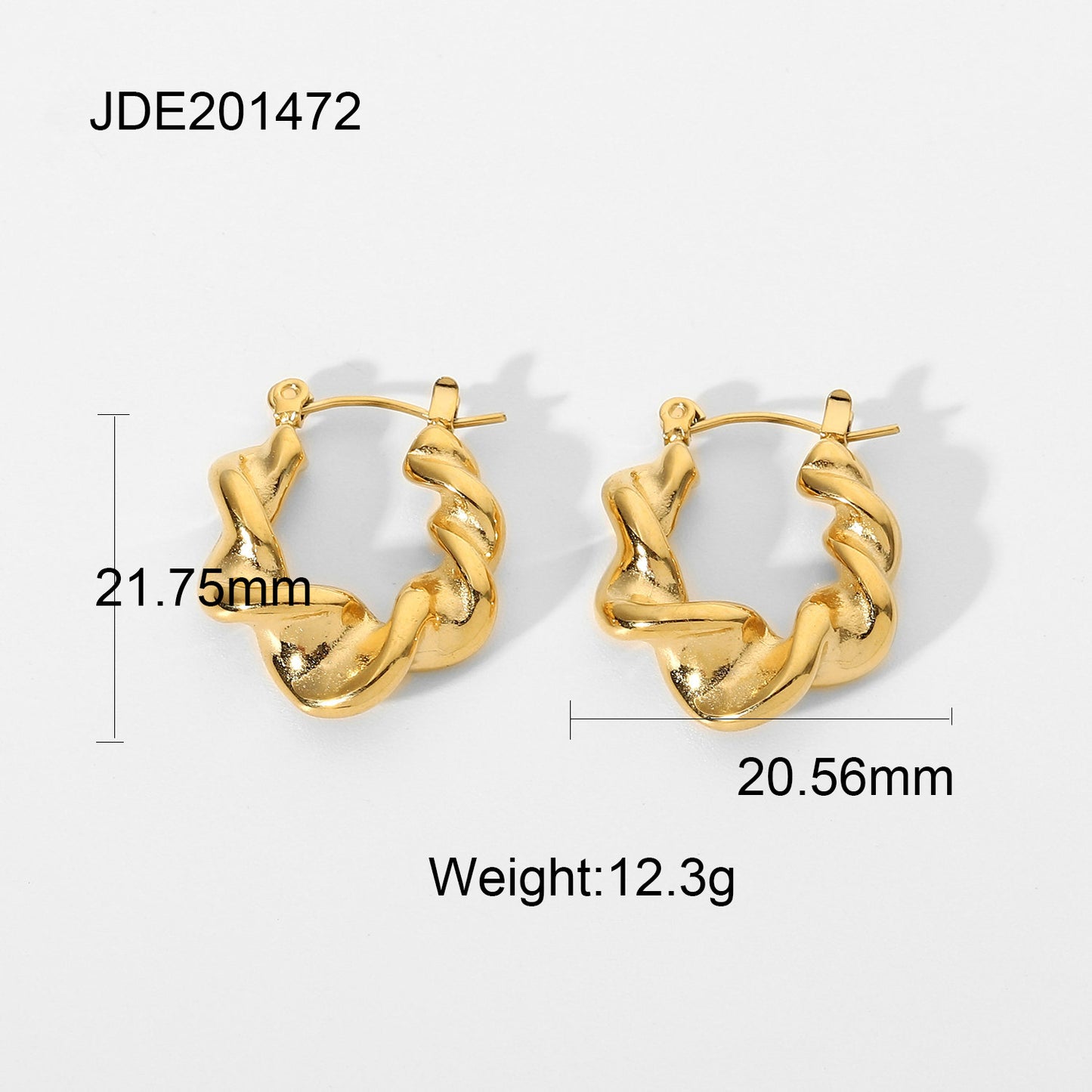 Stainless Steel Twist Hoop Earrings - Titanium Steel - 18K Gold-Plated