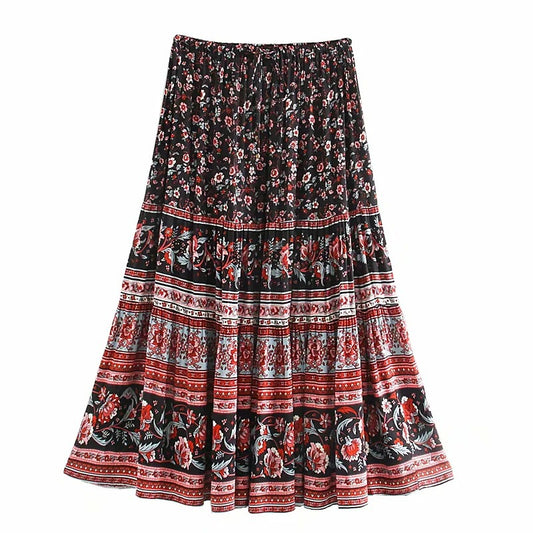Women's Elastic Waist Positioning Rayon Skirt
