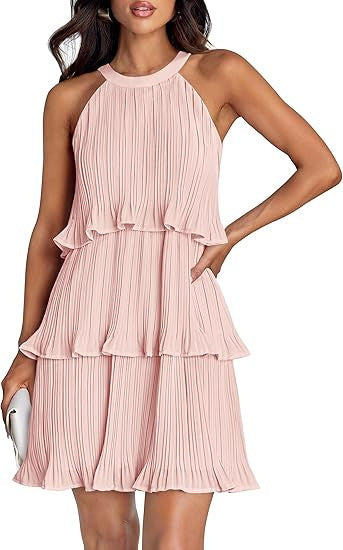 Pullover Tiered Ruffled Hem Sleeveless Dress
