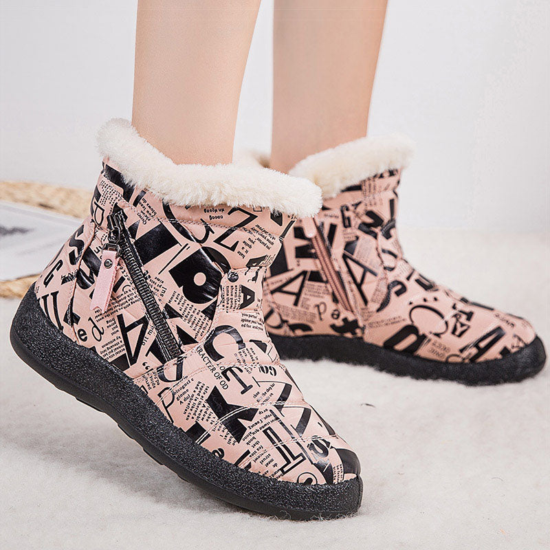 Letter Print Women's Winter Boots