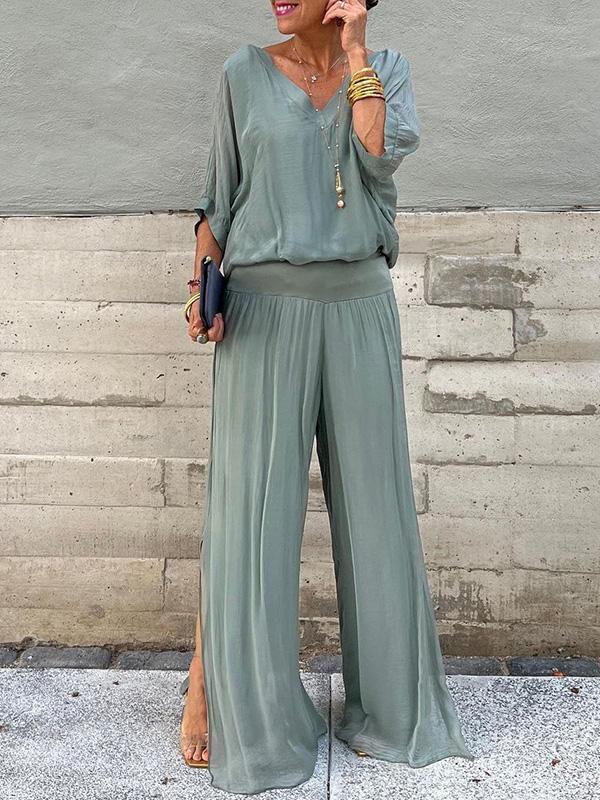Fashionable Best-Selling Solid-Colored Chiffon Set For Women