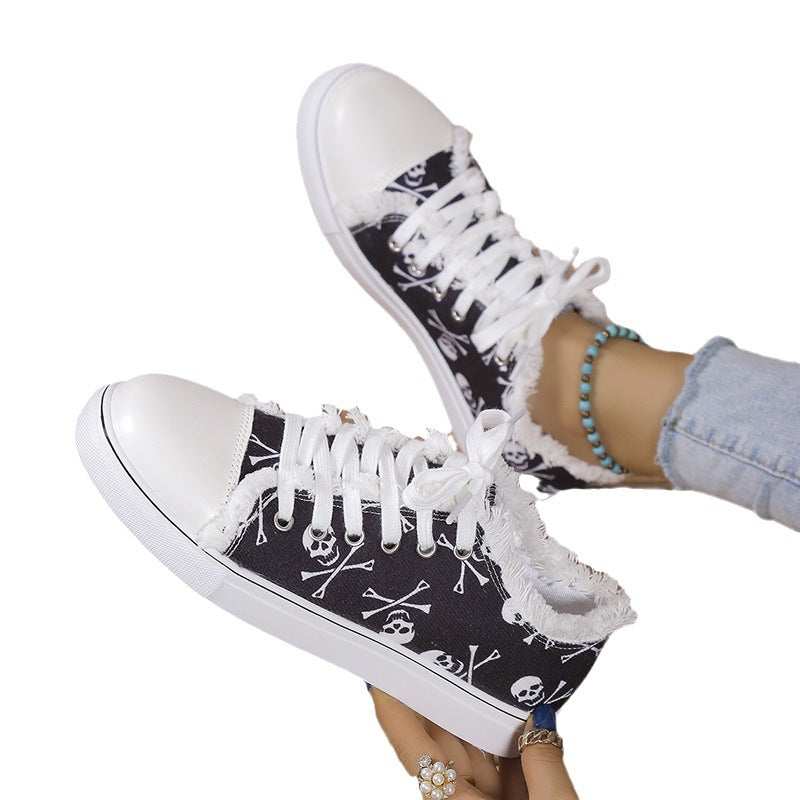 Flat-Bottom Graffiti Canvas Shoes For Women