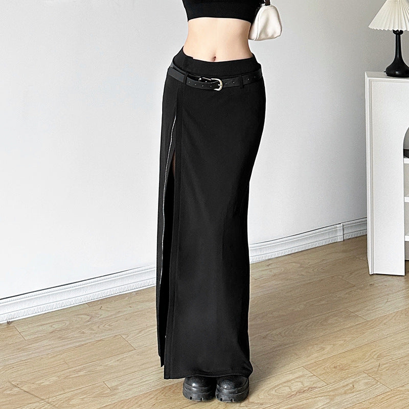 Split-Sheath Skirt With Belt