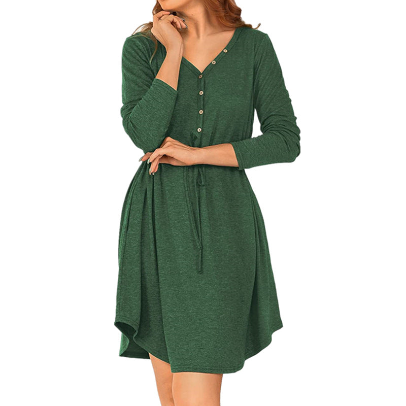 V-Neck Long-Sleeve Princess Dress