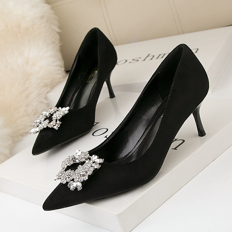 Rhinestones Pointed-Toe High Heels