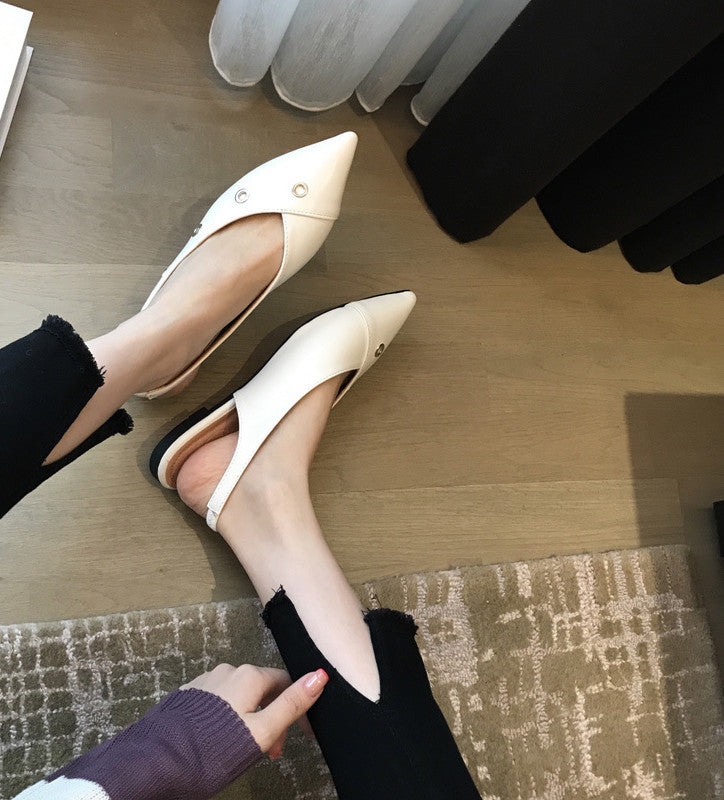 Pointed Shallow-Mouth Flat-Heeled Shoes