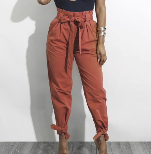 Calofe Loose-Bow Ruffle Pants