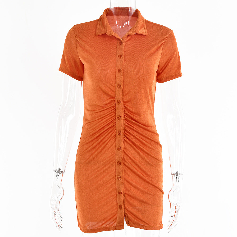 Slim-Fit V-Neck Short Dress