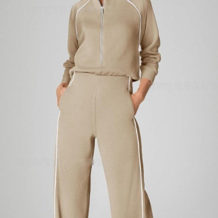 New Color-Block Casual Fashionable Half-Zip Sports Jumpsuit